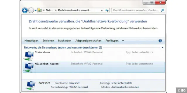 Bevorzugtes Netzwerk festlegen WLAN-Sparmodus unter Windows 8
