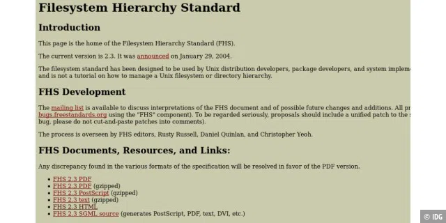 Ordnung muss sein: Der Filesystem Hierarchy Standard beschreibt den Aufbau eines Unix-Verzeichnissystems.