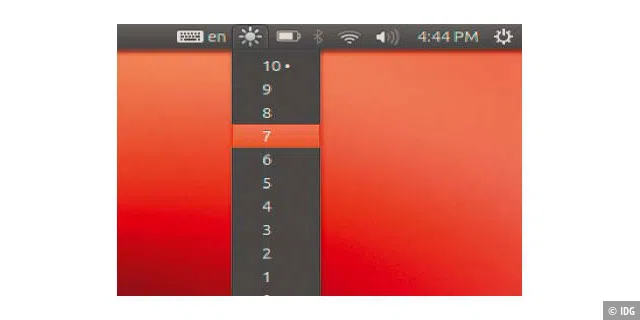Gegen unterbelichtete Notebookbildschirme: Wenn die Helligkeitstasten in Ubuntu Unity nicht funktionieren, bietet Indicator-Brightness eine Abkürzung zur Helligkeitseinstellung.