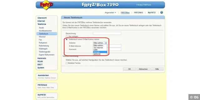Die Fritzbox kann Telefonbücher aus verschiedenen E-Mail-Konten importieren. Dies ist insbesondere für Besitzer von Android-Smartphones und ihre Google-Kontakte praktisch.