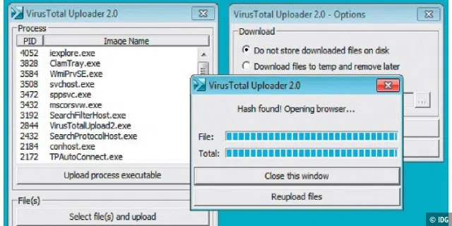 Mit dem Virustotal Uploader können Anwender verdächtige Dateien zur Prüfung durch mehr als 30 Virenscanner an das Sicherheitsunternehmen Hispasec senden.