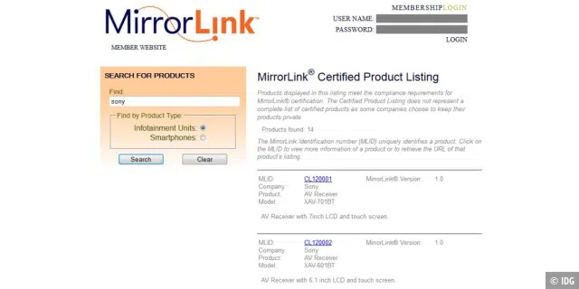 Das Mirrorlink-Konsortium bietet im Internet eine Liste kompatibler Autoradios und Smartphones, allerdings stimmen die Angaben nicht immer.