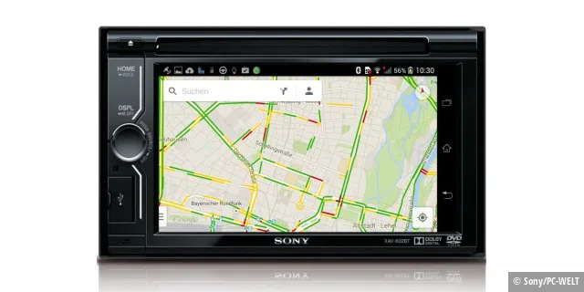 Google Maps bietet im Auto eine vollwertige Navigation, zudem zeigt die App bei bestehender Internet-Verbindung auf Wunsch die Verkehrs- und Stausituation in Echtzeit.
