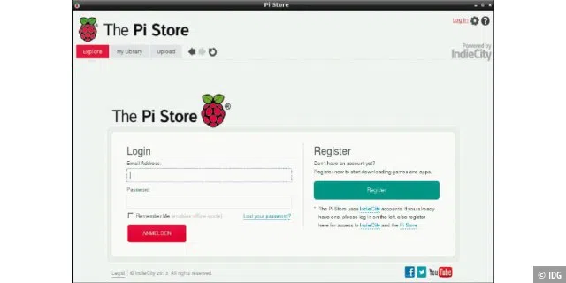 Pi Store: Neben den Software-Quellen von Debian können Sie auch den Pi Store nutzen. Dort finden Sie unter anderem eine speziell angepasste Version von Libre Office. Für die Nutzung des Stores ist eine kostenlose Registrierung erforderlich.