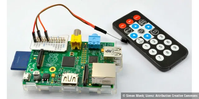 Fernbedienung für den Raspberry Pi: Anstatt einen USB-Port mit einem IR-Receiver zu belegen, kann ein Sensor auch direkt an den GPIO-Pins der Platine angeschlossen werden.