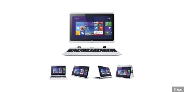 Das Acer Aspire lässt sich im Handumdrehen zum Tablet verwandelt - insgesamt sind 4 Modi möglich.