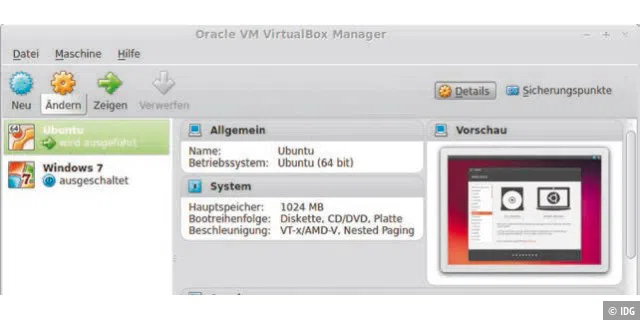 Virtuelle Betriebssysteme: Mit Virtualbox steht Ihnen unter Linux eine kostenlose und sehr leistungsfähige Virtualisierungs-Software zur Verfügung.