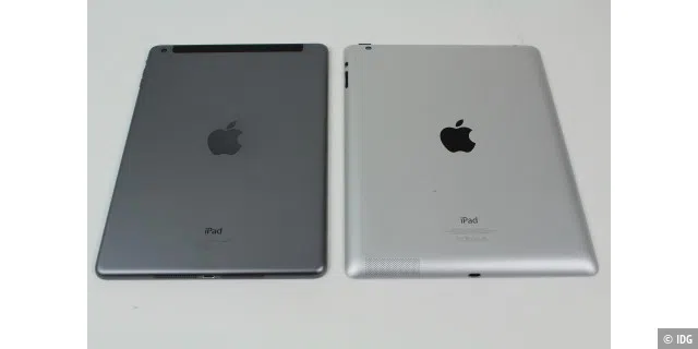 Links das Air, rechts das iPad 4: Gleiche Displaygröße, aber das neue iPad ist deutlich schmaler