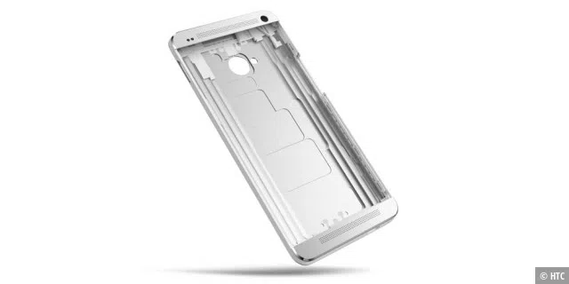 Das Unibody-Gehäuse des HTC One besteht komplett aus Metall. Dank 18-monatiger Entwicklungszeit konnten Empfangsprobleme der Antennen, die durch reines Metall bislang entstanden, ausgemerzt werden.