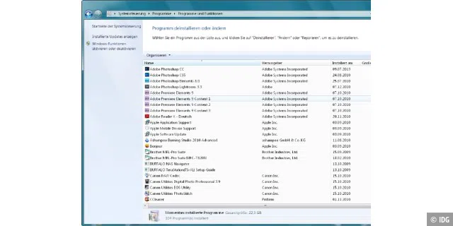 Da Sie alle Anwendungen neu installieren müssen, notieren Sie sich vor einem Upgrade von Windows 7 alle auf dem Rechner vorhandenen Programme.