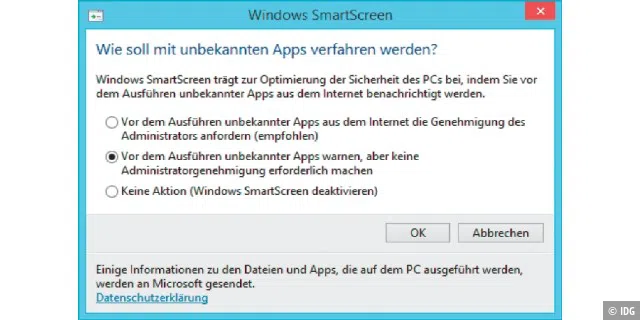 Der Smartscreen-Filter soll schädliche Dateien erkennen und abblocken.
