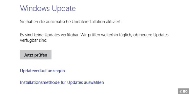 Dank der voreingestellten automatischen Updates lädt Windows 8.1.1 ohne Zutun des Anwenders alle wichtigen System-Updates herunter und installiert sie.