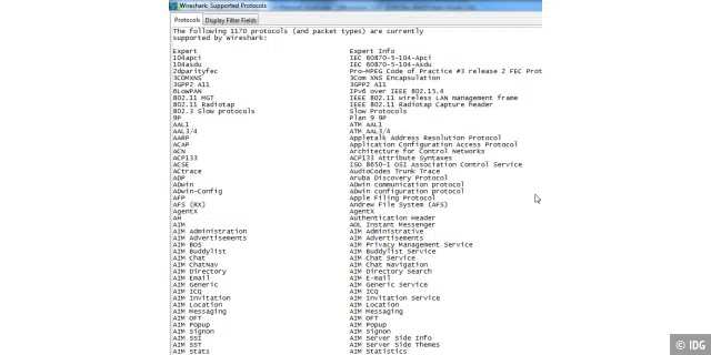 Wireshark ist in der Lage, nahezu jedes Protokoll zu analysieren.