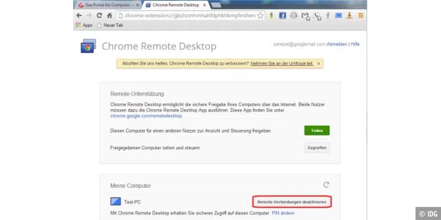 Die Einrichtung der Fernbedienungs-App Chrome Remote Desktop ist schnell erledigt, die Bedienung per Doppelklick auf den Windows-Desktop am Smartphone ist etwas ungewohnt.