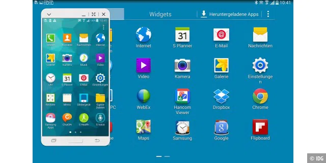Handy-Display auf dem Tablet-Bildschirm: Mit SideSync 3.0 lässt sich das Smartphone fernsteuern