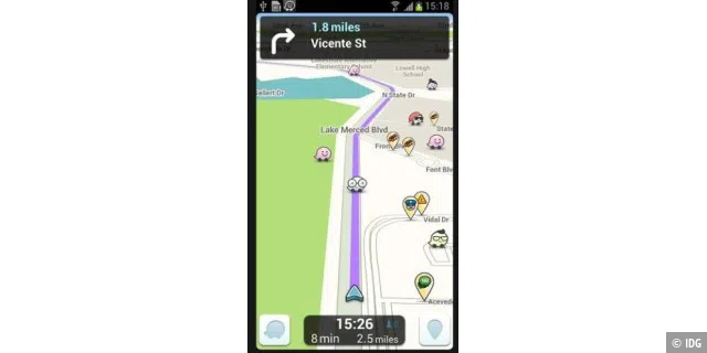 Waze für iOS und Android bietet den Benutzern gemeinschaftsbasierende Karten, Verkehrsinformationen und Navigation.