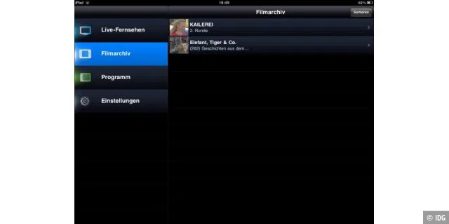Das Filmarchiv von Elgato EyeTV Mobile TV-Tuner
