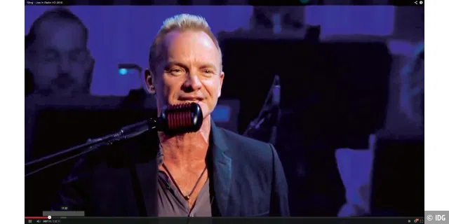 Ein Musikvideo des britischen Musikers Sting auf Youtube. Weil die Plattform nicht „offensichtlich rechtswidrig“ ist, darf man Video und Tonspur für den Privatgebrauch speichern.