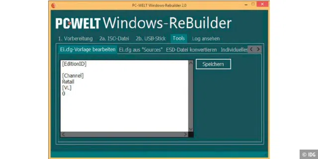 Ei.cfg erstellen und bearbeiten im PC-WELT-Windows-ReBuilder.