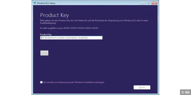 Windows 8.1 herunterladen: Wenn Sie Windows 8.1 im Microsoft Store erwerben, erhalten Sie einen Produktschlüssel und das Download-Tool Windows Setupbox.exe.