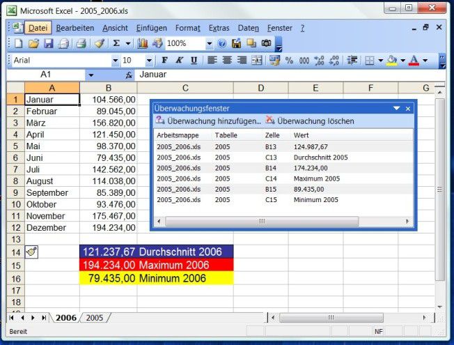Excel XP, 2003: Überblick durch Zellüberwachung - PC-WELT