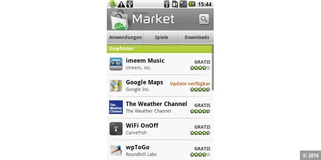Der Android Market - zentrale Anlaufstelle für Apps.