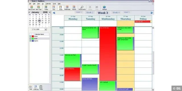Lightning erweitert den Mailclient Thunderbird um einen Kalender mit Terminverwaltung.