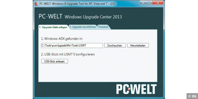 Das PC-WELT Windows Upgrade Center 2013 erleichtert den Umstieg von Windows XP oder Vista auf Windows 8. Damit übertragen Sie mehr Daten und Einstellungen als mit Easy Transfer.