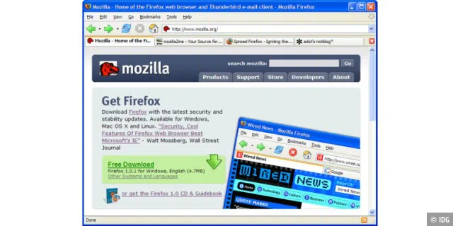 Firefox war ein Nebenprodukt der Mozilla Foundations Application Suite.