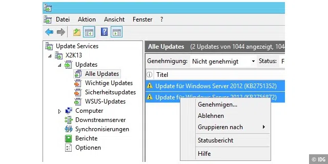 Ordnungshalber: WSUS erlaubt den Clients nur den Download von genehmigten Updates.