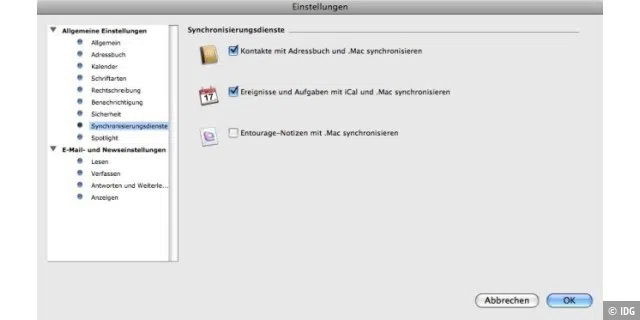Adressen verwalten und synchronisieren (Mac-OS X)