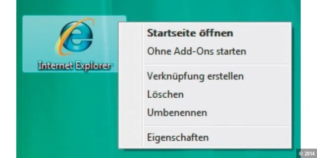 IE-Icon unter Vista auf dem Desktop anlegen