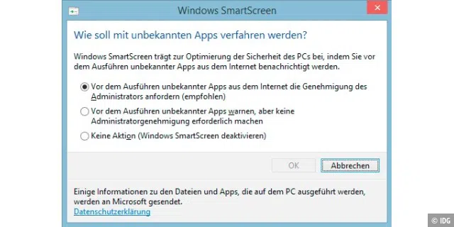 Der Smartscreen von Windows warnt Sie vor potenziell gefährlichen Dateien und Anwendungen, wenn Sie diese starten wollen.