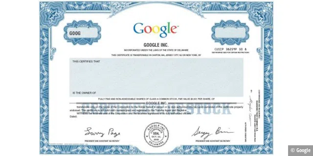Der Börsengang am 19. August 2004 ist für Google ein großer Erfolg. Ende 2013 er-reicht sie erstmals einen Stand von 1000 Dollar, was einem Firmenwert von 327 Milliarden entspricht.
