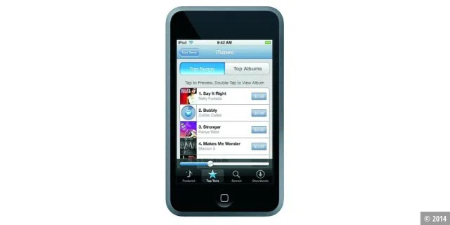 Über den iTunes WiFi Music Store erhalten Sie die MP3s zum selben Preis wie im Original-iTunes-Shop.
