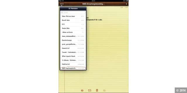 Apples iPad-Apps: Notizen