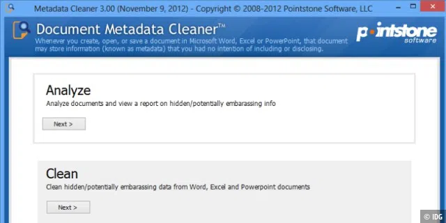 Document Metadata Cleaner entfernt alle Metainformationen.