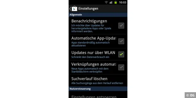 Automatische App-Updates nur per WLAN