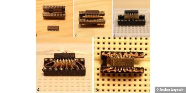 Montage des SMD-Chips auf einer IC-Fassung