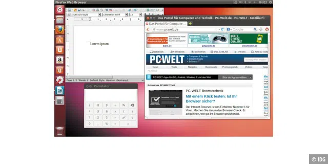 Ubuntu 13.04 sieht auf einem Tablet aus wie auf einem Desktop-PC. Bequem bedienen lässt sich das System aber nur per Maus und Tastatur.