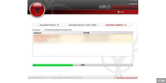Ashampoo Virus QuickScan, Virus, Spyware, Scanner, Download, gratis