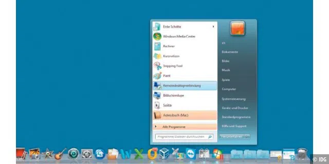 Ein Windows-Programm des virtuellen Rechners auf dem Mac-Desktop zu öffnen, ist so einfach wie das Öffnen einer Mac-Anwendung über das Dock.
