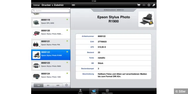 Siller SalesBook for iPad