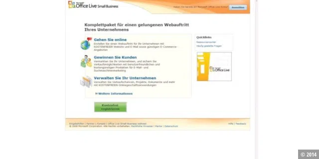 Microsoft Office Live: Webpräsenz für kleine Unternehmen.