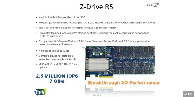 Soll in neue Tempobereiche vordringen: OCZ Z-Drive R5 mit PCI Express 3.0
