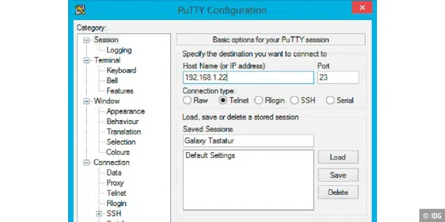 Putty als Telnet-Client für Windows: Das Windows-eigene und kommandozeilenorientierte Telnet sollte man meiden. Verwenden Sie besser das bewährte Putty.