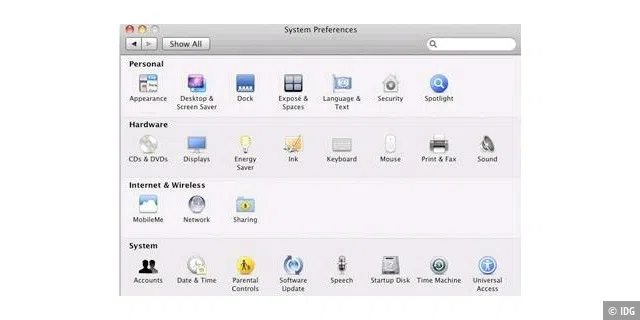 Features, die Apple von Windows klaute: 
System Preferences: Control Panel