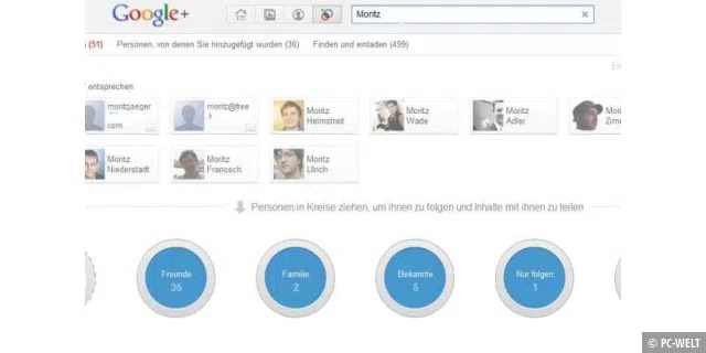 Google+ Personensuche und Kreise