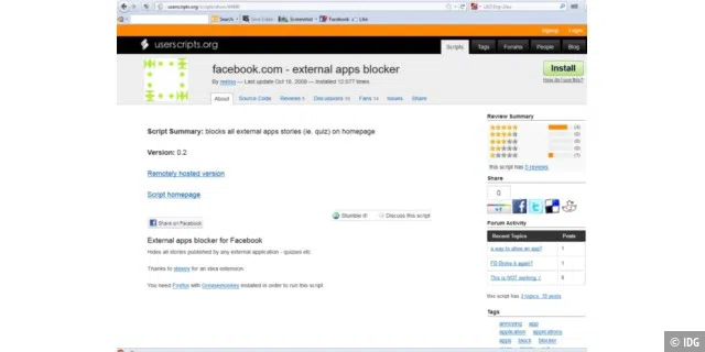 facebook.com - external apps blocker