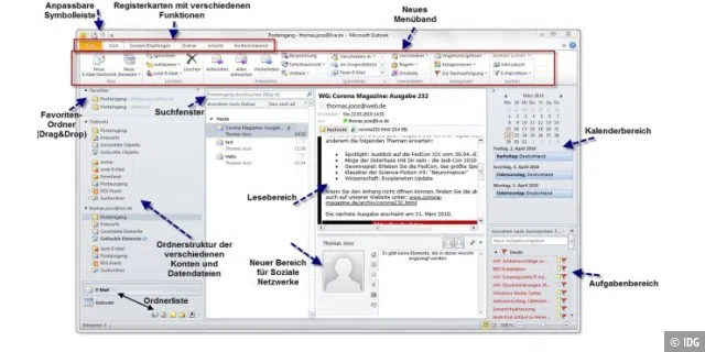 Outlook 2010 - das Menüband einrichten